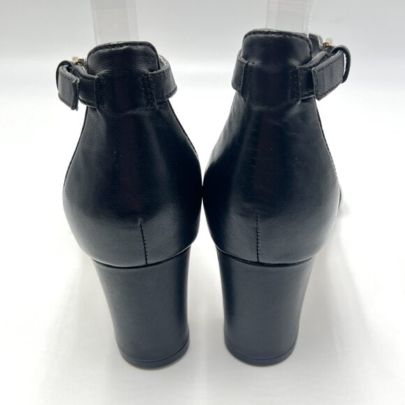 Nine West Womens 6.5 Pruce Black Leather Classic Block Heel Sandals Heels Shoes - Picture 7 of 15